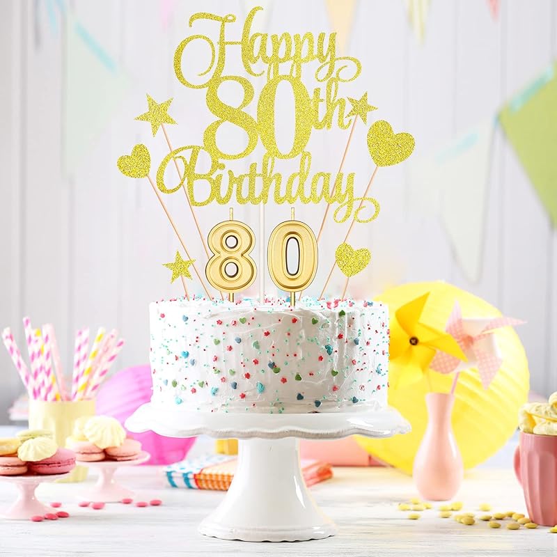 Wooden Geometric Round Happy 80th Birthday Cake Topper - Online Party  Supplies