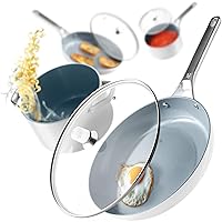Chef's Grade Ceramic: Thick walled, excellent for durability and heat retention, natural non-stick cookware for flawless cooking and Effortless Cleanup (Birch White)