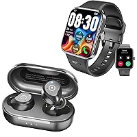 TOZO S4 AcuFit One Smartwatch 1.78-inch Bluetooth Talk Dial Fitness Tracker Black + NC9 Wireless Bluetooth in-Ear Headphones Matte Black