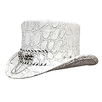 Crocodile Hunters White Leather El Dorado Top Hat (Leather, Large)