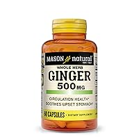 MASON NATURAL Whole Herb Ginger 500 mg, Natural Herbal Supplement, 60 Capsules