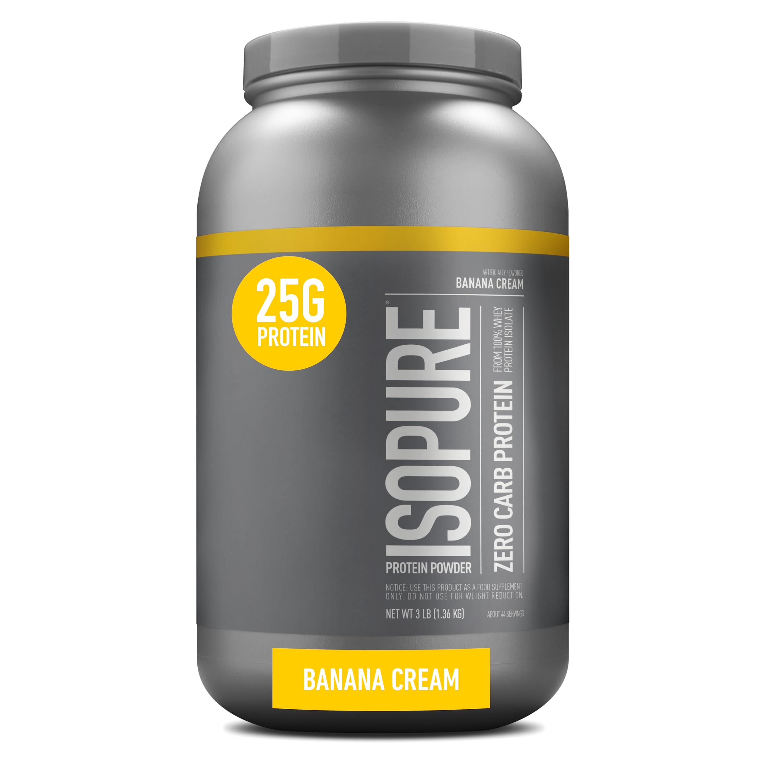 Isopure Protein Powder, Zero Carb Whey Isolate with Vitamin C & Zinc for Immune Support, 25g Protein, Keto Friendly, Banana Cream, 44 Servings, 3 Pounds (Packaging May Vary)