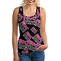 Awareness Ribbon Breast Cancer Women's Tank Top Summer Athletic Tank Top Casual Sleeveless Shirts for Beach Holiday