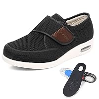 Men's Diabetic Shoes, Wide Widths Walking Edema Sneakers Adjustable Strap - Ideal for Diabetes, Edema, Plantar Fasciitis, Bunions, Arthritis, and Swollen Feet