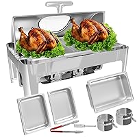 Roll Top Chafing Dish Buffet Set Visual 9 QT Chafing Dishes for Buffet Food Warmers for Parties for Catering Party Event Serving Christmas Party Birthday/Wedding/Brunch/Picnics