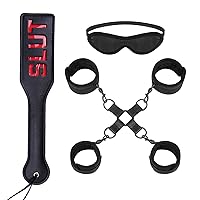 Bondage Restraint Hogtie Set, Handcuffs Ankle Cuffs and Blindfold Slut Spanking Paddle for Adults Sex Toys