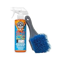 Chemical Guys CLD10516 Sticky Citrus Wheel Cleaner Gel, (Safe For All Wheel Types) 16 fl oz + ACCG05 Big Blue Stiffy Heavy Duty Tire & Upholstery Cleaning Brush, Blue