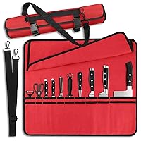 Red Chef Knife Bag With 20 Slots Cutlery Knives Holders Protectors, Home Kitchen Travel Cooking Tools, Portable Canvas Knife Roll Storage Bag Chef Case for Camping or Working