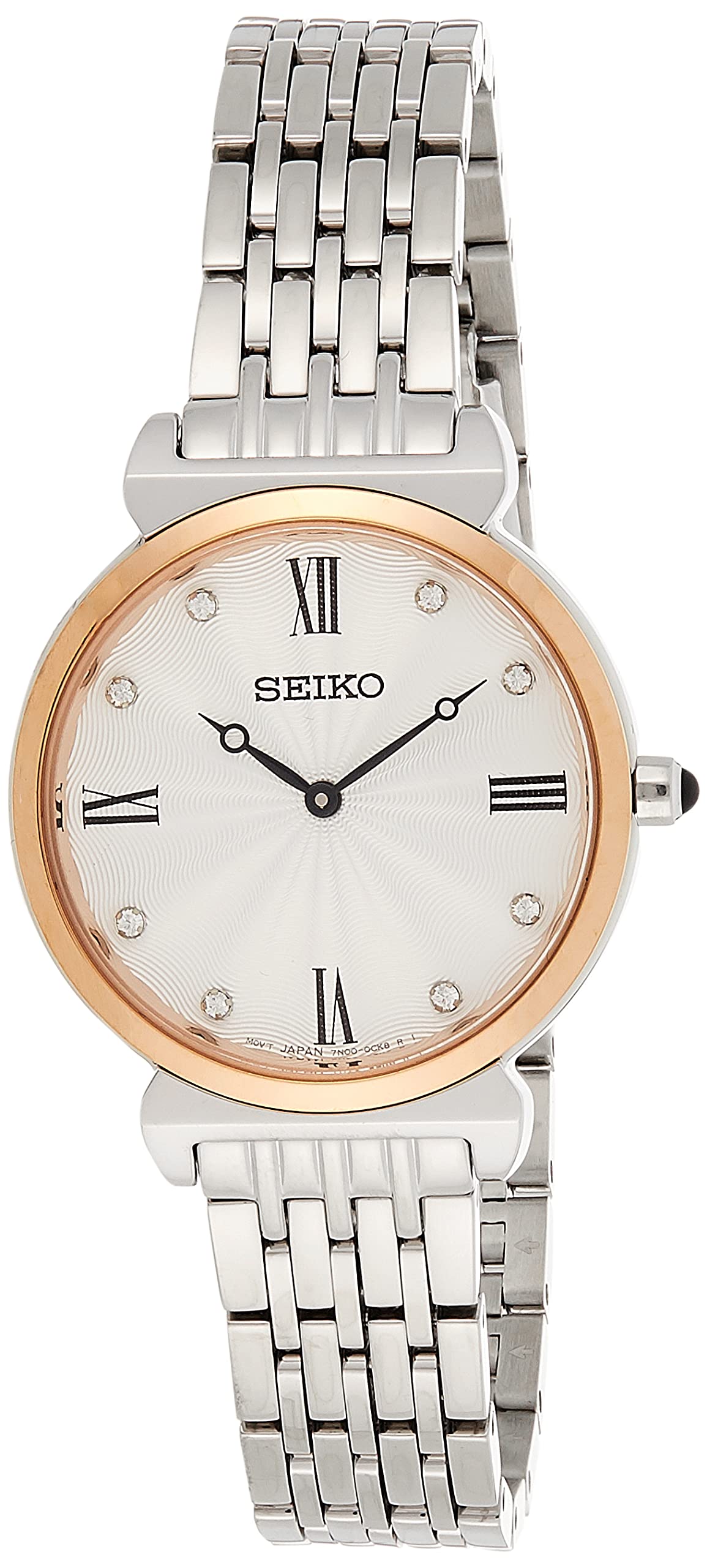 Seiko Women's SFQ798 Analog Display Japanese Quartz Silver Watch, Pink Gold