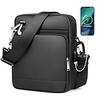 hk Messenger Bag for Men Shoulder Bags Casual Crossbody Bag with USB Charging Port 11,3 Inch Water-Resistant Lightweight Purse Handbag for Work College Travel-Black