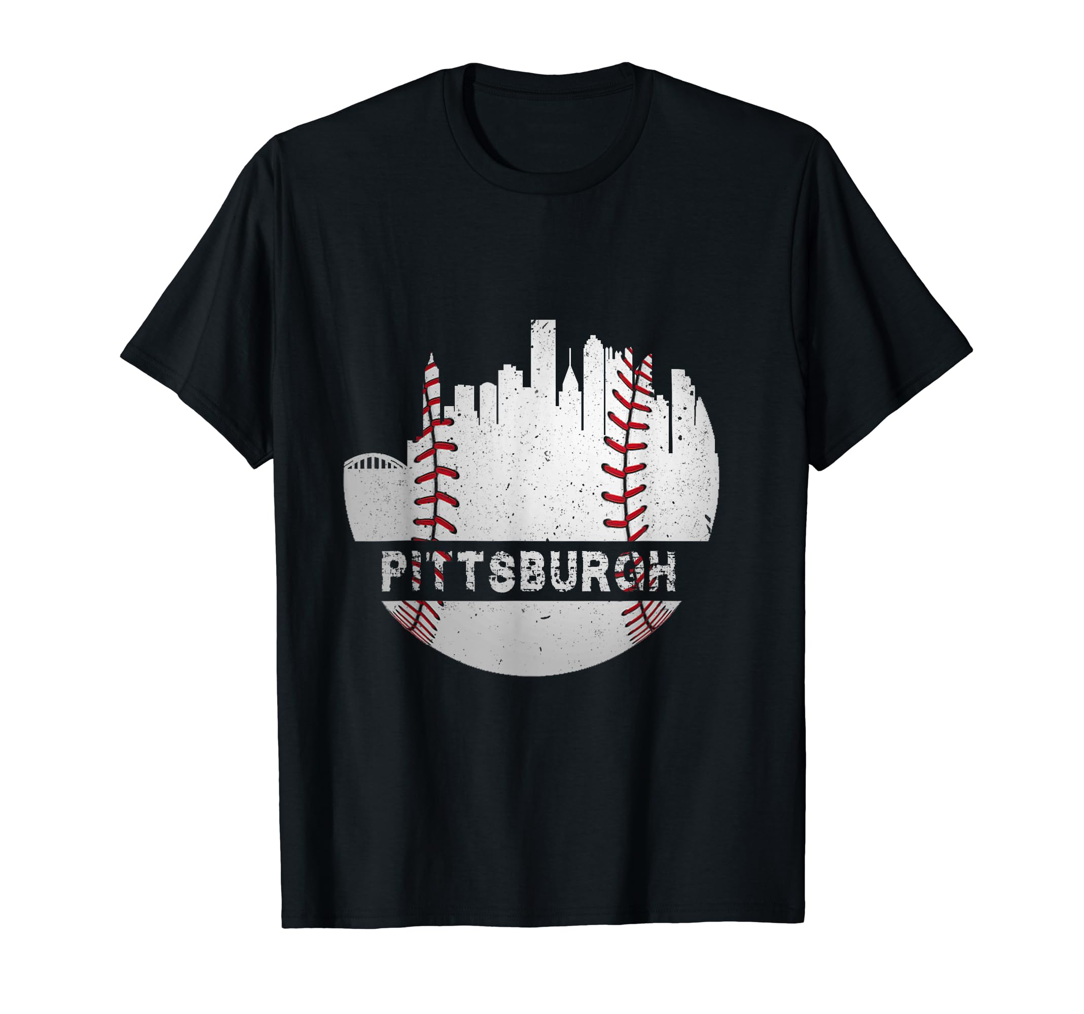 Pittsburgh Baseball Cityscape Distressed Novelty Pirate Gift T-Shirt 