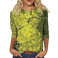 Tops for Women, 3/4 Sleeve Shirts for Women Print Graphic Tees Blouses Casual Plus Size Basic Tops Pullover