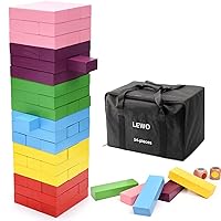 Lewo Wooden Giant Stacking Games Hardwood Blocks Tumble Tower Building Toys 54 Pieces with Storage Bag
