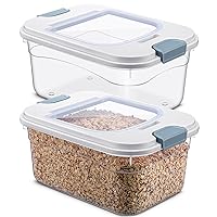 2 Pcs 10 Lbs Rice Storage Container Large Airtight Flour Storage Container Plastic Clear Rice Bin Sealed Rice Holder Bin for Kitchen Flour Nuts Sugar Oatmeal Cereal Pantry Organization