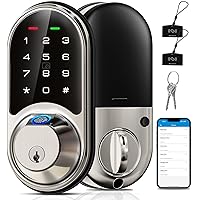 Smart Lock, Fingerprint Door Lock, 7-in-1 Keyless Entry Door Lock with App Control, Electronic Touchscreen Keypad, Smart Deadbolt, Biometric Smart Locks for Front Door, Satin Nickel