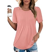 Heymiss Womens Tops Summer Short Sleeve T Shirts Dressy Casual Scooped Neck Loose Fit Blouses