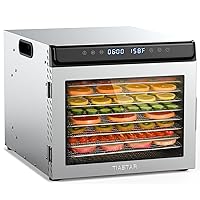 Stainless Steel Food Dehydrator Machine, 8 Trays Food Dryers, 72H Timer and Temperature Control, 850W Dehydrators for Food and Jerky, Recipes Included