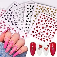 7Sheets/Set 3D Glitter Heart Nail Stickers - Shiny Love Heart Nail Decals,Colorful Glitters Love Self-adhesive Nail Supplies Heart Sticker for Nails Valentines Day Manicure Accessories Nail Decoration