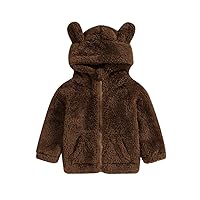 Karwuiio Baby Girls Boys Fleece Hooded Jacket Fuzzy Zip Up Coat Toddler Fall Winter Outfit Outdoor Clothes