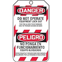 Accuform Lockout Tags, Pack of 25, Bilingual Danger Do Not Operation Equipment Lock Out, US Made OSHA Compliant Tags, Tear & Water Resistant PF-Cardstock, 5.75