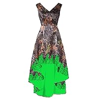 YINGJIABride Woman's High Low Camo and Lace Bridesmaid Dresses Wedding Guest Dress