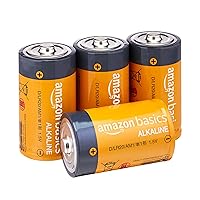 Amazon Basics 4-Pack D Cell Alkaline Everyday Batteries, 1.5 Volt, 5-Year Shelf Life