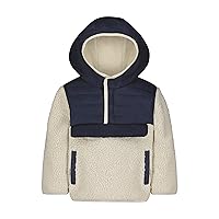LONDON FOG Baby Boys' Hooded Pull on Infant Winter Coat, Soft Fleece and Puffer Jacket