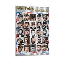 Men's Barber Shop Poster Hair Salon Hair Salon Poster Men's Hair Guide Poster (6) Canvas Painting Posters And Prints Wall Art Pictures for Living Room Bedroom Decor 24x36inch(60x90cm) Frame-style