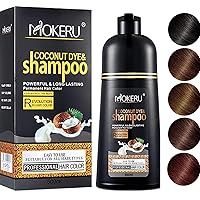 MOKERU Professional Argan COCONUT Oil Hair Dye Color Shampoo 500 ML: Instant Fast Acting Long Lasting Hair Color Shampoo for Gray Hair Magic Hair Dye Shampoo Colors Hair in Minutes–Long Lasting (CHERRY BROWN)