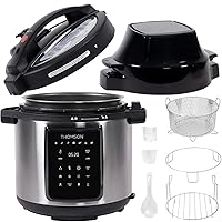 TFPC607 9-in-1 Pressure Cooker and Air Fryer with Dual Lid, Slow Cooker and More, Digital Touch Display, 6.5 QT Capacity, Included Cooking Accessories - Stainless Steel