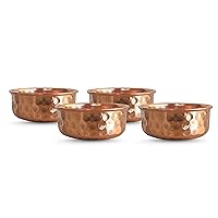 Indian Art Villa Pure Copper Bowl With Hammered Design Katori, Dinnerware, Serveweare & Tableware, Volume - 7 Oz, Set of 4