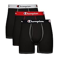 Champion Men's Underwear Boxer Briefs, Total Support Pouch, Cotton Stretch, 3-Pack