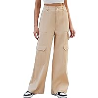 Blooming Jelly Women High Waisted Cargo Pants Wide Leg Baggy Waistband Y2k Pants with Multiple Pockets