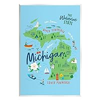 Stupell Industries Everyday Michigan Illustrated Map Wood Wall Art, Design by Nina Seven