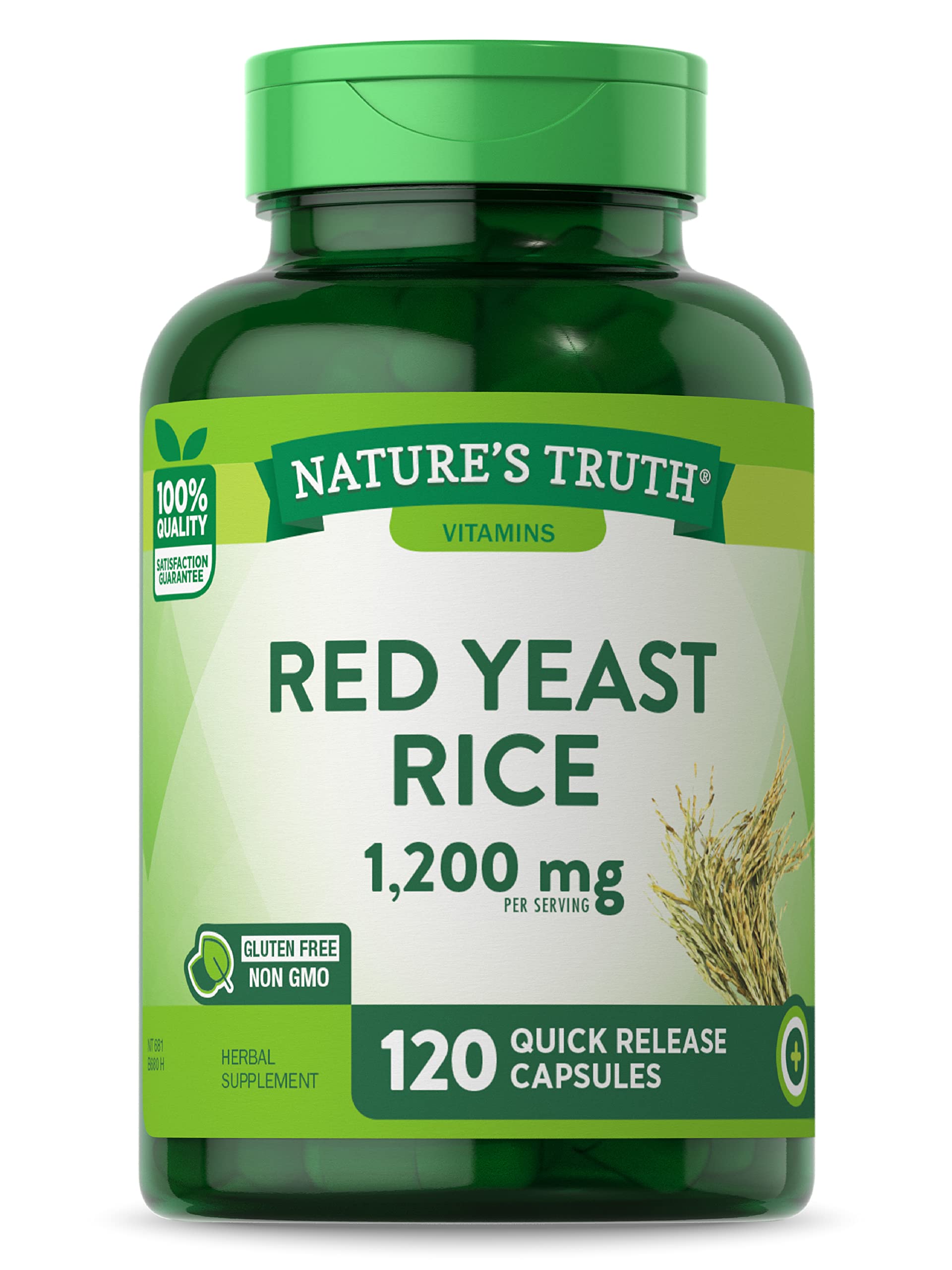 Red Yeast Rice Capsules | 120 Count | Non-GMO, Gluten Free | By Nature's Truth