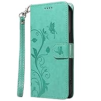 XYX Wallet Case for Google Pixel 8 Pro, PU Leather Flip Protective Phone Case Card Slots Apricot Blossom Tree Case with Wrist Strap for Pixel 8 Pro, Green