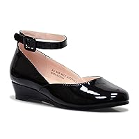 FLYFUPPY Girls Dress Shoes Mary Jane Shoes for Girls Low Heel with Ankle Strap Dress Shoes for School Wedding Party
