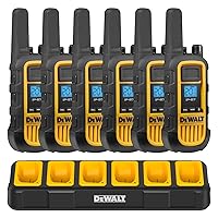DXFRS800 2 Watt Heavy Duty Walkie Talkies - Waterproof, Shock Resistant, Long Range & Rechargeable Two-Way Radio with VOX (6 Pack w/Gang Charger) (DXFRS800-BCH6)
