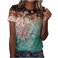 Red Tshirts Shirts for Women Womens Tshirts Cotton Loose Fit Teen Clothes Shirts for Women Graphic Tees Womens Tops 2023 Womens Summer Tops Trendy Printed Silk Shirts for Turquoise 5XL