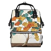Diaper Bag Backpack Multicolor Ginkgo Leaf Tree Maternity Baby Nappy Bag Casual Travel Backpack Hiking Outdoor Pack