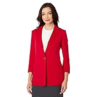 Tommy Hilfiger Women's Blazer – Business Jacket with Flattering Fit and Single-Button Closure, Fiery Scarlet Red, 4