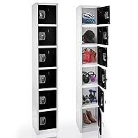 AdirOffice Large School Locker with 6 Doors 6 Hooks Storage Locker for Garage Storage - Office Storage Lockers (6 Door, Black)