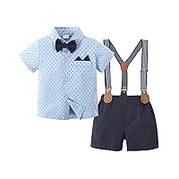 YALLET Toddler Baby Boy Outfits 1-5T Boys Suits Gentleman Short Sleeve Button Shirts+Bowtie+Suspender Shorts Formal Clothes