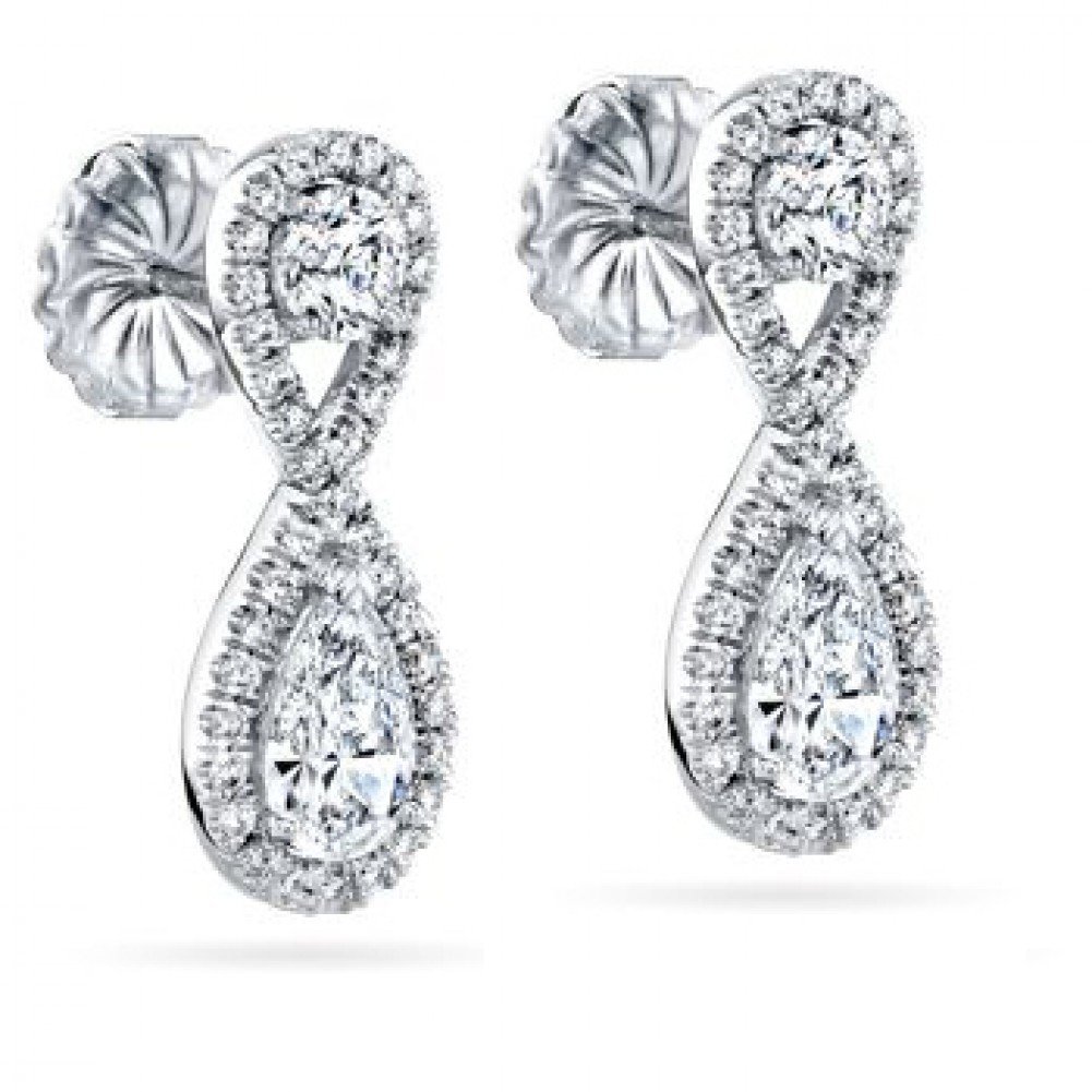3.50 ct Ladies Round Cut Diamond Drop Earrings