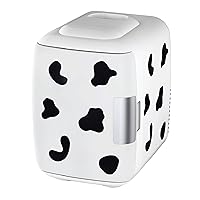 Cooluli Skincare Mini Fridge for Bedroom - Car, Office Desk & Dorm Room - Portable 4L/6 Can Electric Plug In Cooler & Warmer for Food, Drinks, Beauty & Makeup, 12v AC/DC & Exclusive USB, Cow Print