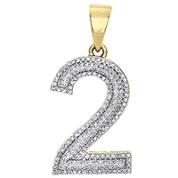 10K Yellow Gold Finish Round Cut Diamond Number 2 Bubble Pendant Pave Dome Charm 0.63 CT.