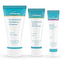 MDacne 3 Step Retinol Acne Kit - Retinol Cream 0.25%, Salicylic Acid Cleanser, Niacinamide Moisturizer - Plant-Based products for Hormonal Acne, Blemishes, and Wrinkles. 30 Day Complete Acne Care Kit