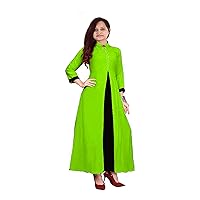 Indian Long Dress Party Wear Casual Cotton Tunic Womens Frock Suit Green Color Plus Size