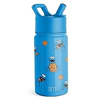 Simple Modern Sesame Street Kids Water Bottle with Straw Lid | Insulated Stainless Steel Reusable Tumbler for Toddlers, Boys | Summit Collection | 14oz, Cookie Monster Mashup