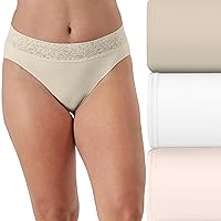 Bali Women's Hi Underwear 3-Pack, Modern Seamless Lace Trim High Cut Panties